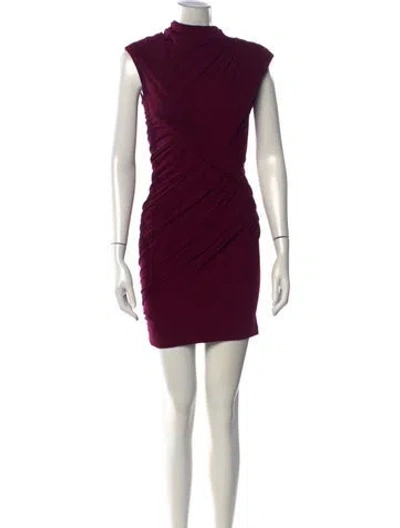 Pre-owned Donna Karan Mock Neck Mini Dress In Purple