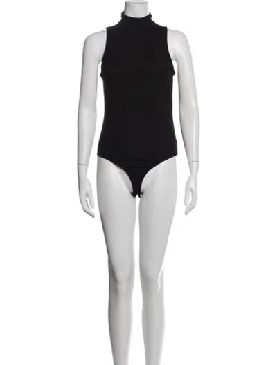 Pre-owned Donna Karan Mock Neck Sleeveless Bodysuit In Black