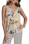 Donna Karan New York Abstract Floral Cowl Neck Tank In Gray