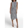 Donna Karan New York Abstract Print Gathered Sheath Dress In Gray