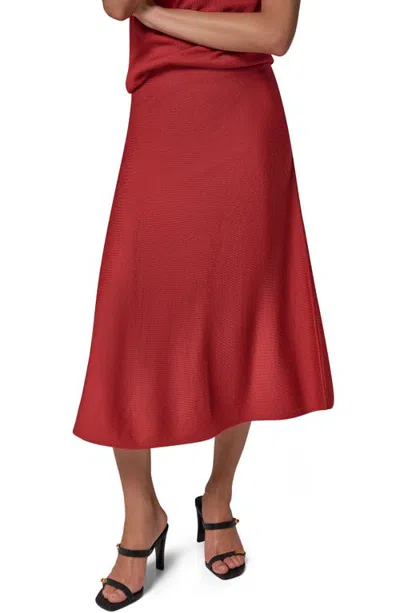 Donna Karan New York A-line Midi Sweater Skirt In Red