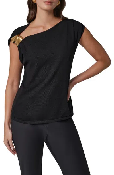 Donna Karan New York Asymmetric Extra Fine Merino Wool Sweater In Black