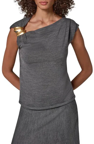 Donna Karan New York Asymmetric Extra Fine Merino Wool Sweater In Gray