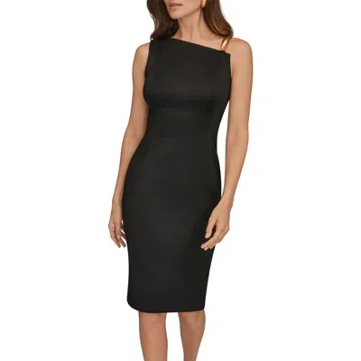 Donna Karan New York Asymmetric Hardware Sheath Dress In Black