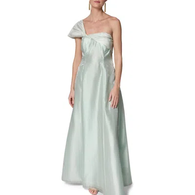 Donna Karan New York Asymmetric Satin Gown In Green