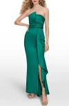 Donna Karan New York Asymmetric Strapless Satin Gown In Green