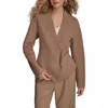 Donna Karan New York Asymmetric Wool Blend Jacket In Brown