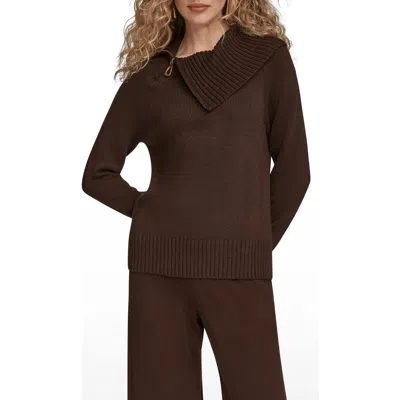 DONNA KARAN DONNA KARAN NEW YORK ASYMMETRIC ZIP COLLAR SWEATER