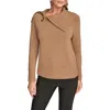 Donna Karan New York Asymmetric Zip Collar Sweater In Brown