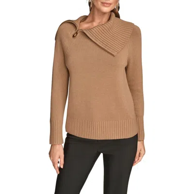 DONNA KARAN DONNA KARAN NEW YORK ASYMMETRIC ZIP COLLAR SWEATER