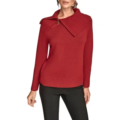 DONNA KARAN DONNA KARAN NEW YORK ASYMMETRIC ZIP COLLAR SWEATER