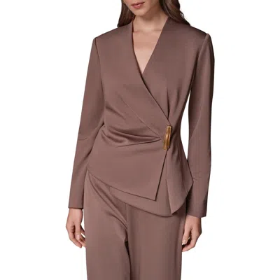Donna Karan New York Asymmetrical Wrap Blazer In Brown
