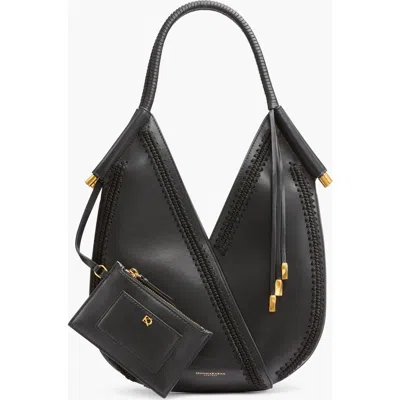 Donna Karan New York Baldwin Mini Crochet-trimmed Shoulder Bag In Black