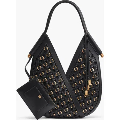 Donna Karan New York Baldwin Woven Grommet Mini Shoulder In Black