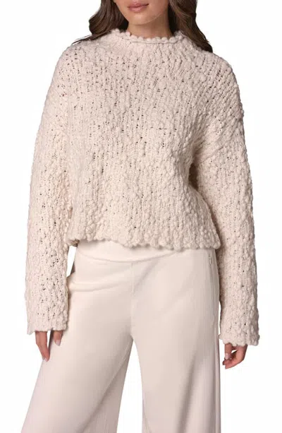 Donna Karan New York Barrel Sleeve Cropped Popcorn Knit Sweater In Gray