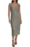 Donna Karan New York Beaded Sleeveless Midi Dress In Gray