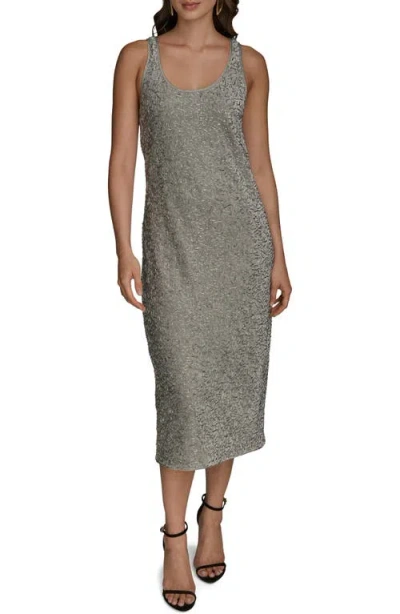 Donna Karan New York Beaded Sleeveless Midi Dress In Gray