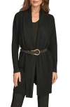 Donna Karan New York Belted Cardigan In Animal Print