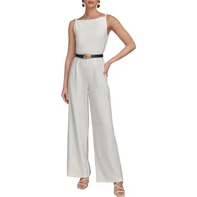 Donna Karan New York Belted Jumpsuit In Cream