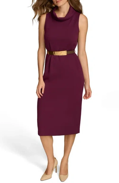 Donna Karan New York Belted Lighweight Scuba Midi Dress