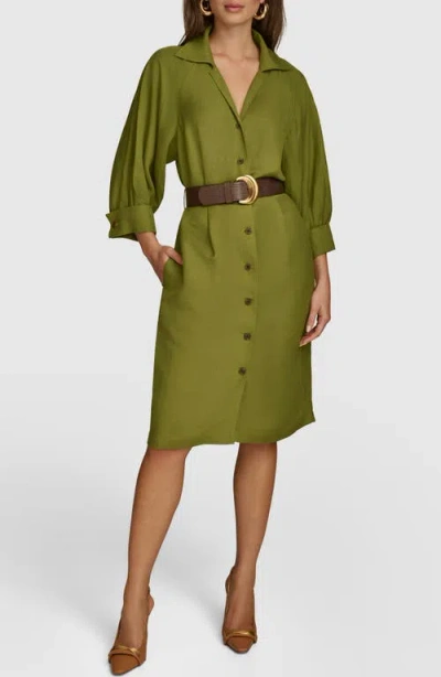 Donna Karan New York Belted Linen Blend Shirtdress In Lotus