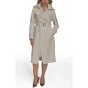 Donna Karan New York Belted Long Raincoat In Gray