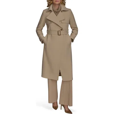 Donna Karan New York Belted Long Raincoat In Neutral