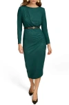 Donna Karan Women's Boat-neck Side-shirred Dress In Spruce