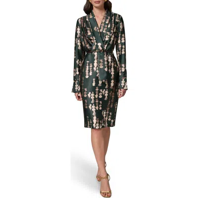 Donna Karan New York Belted Long Sleeve Dress In Green