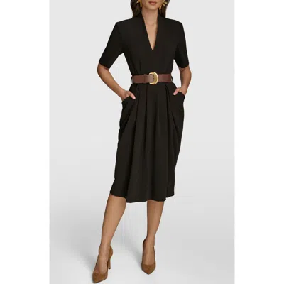 Donna Karan New York Belted Midi Dress In Black