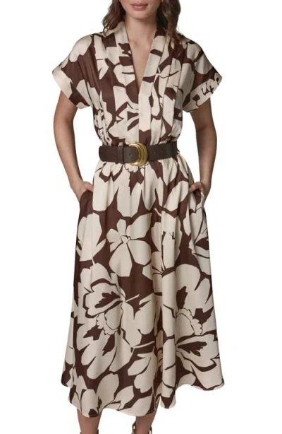 Donna Karan New York Belted Midi Dress In Brown