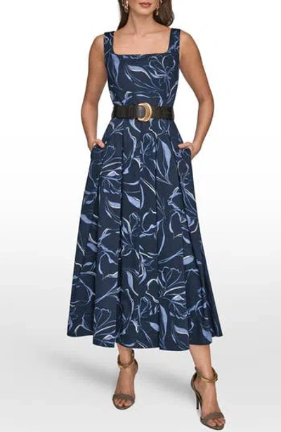 Donna Karan New York Belted Midi Dress In Brown