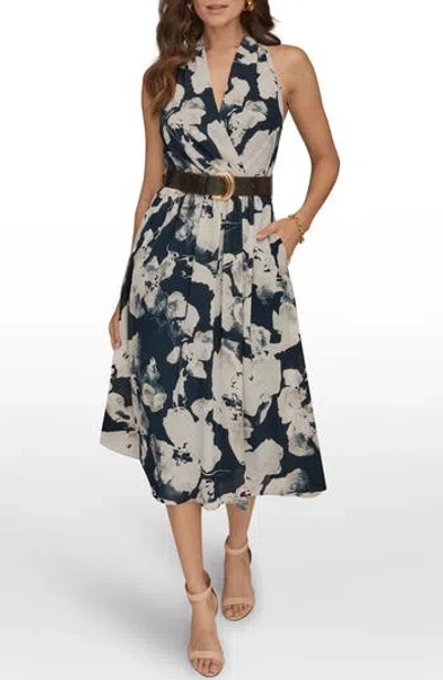Donna Karan New York Belted Midi Dress In Multi