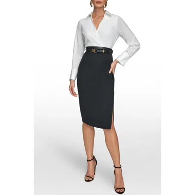 Donna Karan New York Belted Sateen Sheath Dress In White