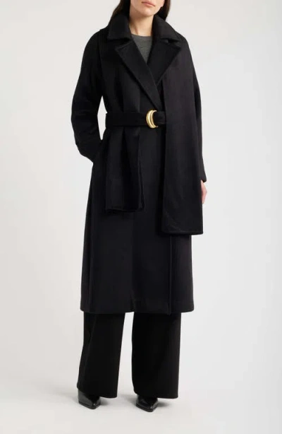 Donna Karan New York Belted Scarf Coat In Black