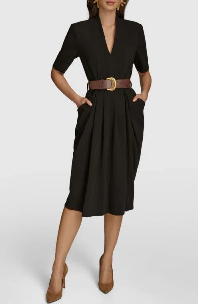 Donna Karan New York Belted Sheath Dress In Black
