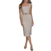Donna Karan New York Belted Sheath Dress In Dark Clay Cream