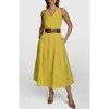 Donna Karan New York Belted Sleeveless Linen Blend Maxi Dress In Chartreuse