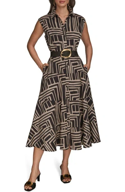Donna Karan New York Belted Stretch Cotton Midi Shirtdress