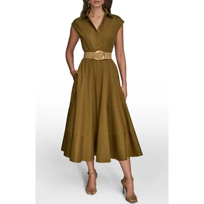 Donna Karan New York Belted Stretch Cotton Shirtdress