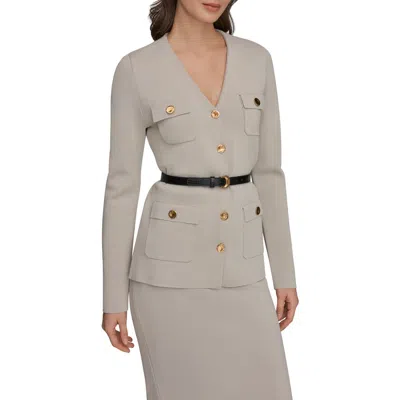 Donna Karan New York Belted Sweater Blazer In Neutral