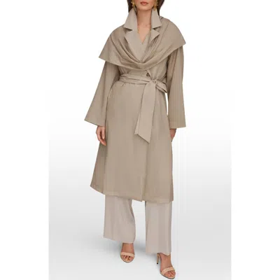 Donna Karan New York Belted Trench Coat With Drape In Neutral