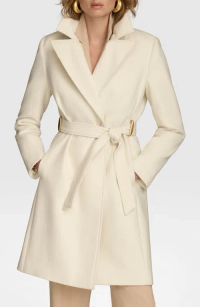Donna Karan New York Belted Wool Blend Coat In Gray