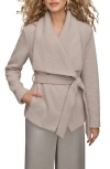 Donna Karan New York Belted Wrap Sweater Jacket In Neutral