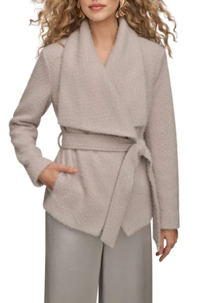 Donna Karan New York Belted Wrap Sweater Jacket In Neutral