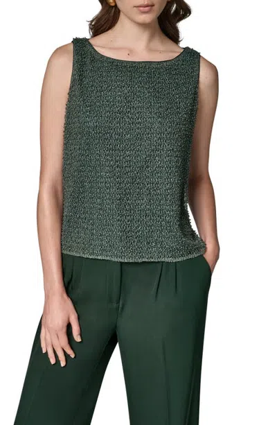 Donna Karan New York Boat Neck Metallic Beaded Tank In Green