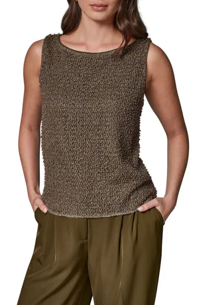 Donna Karan New York Boat Neck Metallic Beaded Tank In Gray