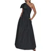Donna Karan New York Bow One-shoulder Gown In Black