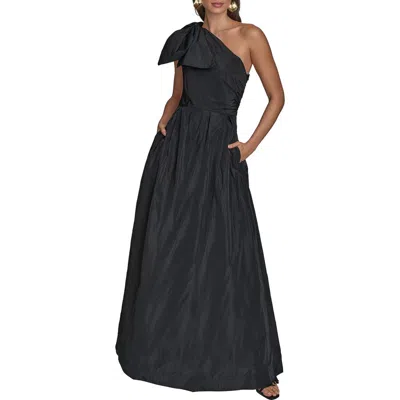 Donna Karan New York Bow One-shoulder Gown In Black
