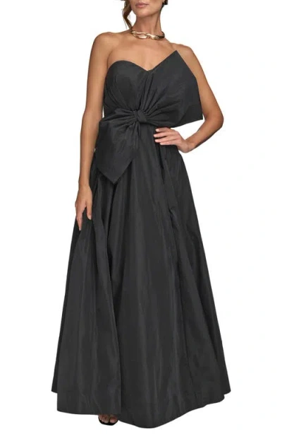 Donna Karan New York Bow Strapless Ballgown In Black
